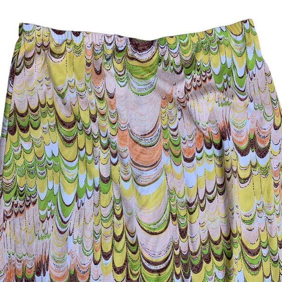 Vintage 70s A Line Pull On Maxi Skirt M Multicolored Elastic Waist Boho Hippie - Picture 2 of 5
